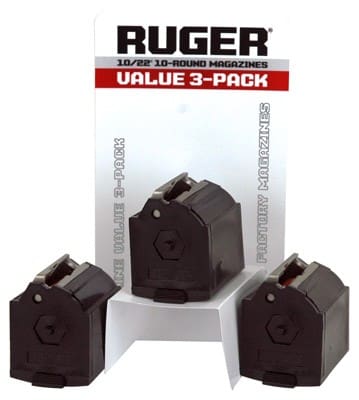 RUGER MAGAZINE 10/22 22LR – 10RD BLACK PLASTIC 3PACK
