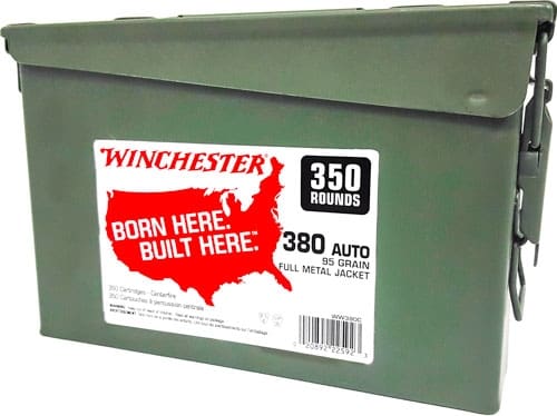WINCHESTER 380ACP 95GR FMJ-RN – CASE OF (2) 300RD CANS