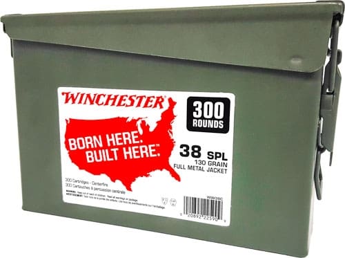WINCHESTER 38 SPECIAL 130GR – FMJ-RN CASE OF (2) 300RD CANS
