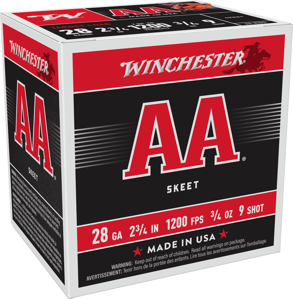 WINCHESTER AA 28GA 2-3/4″ 3/4OZ #9SHOT 25RD BOX 250RD CASE
