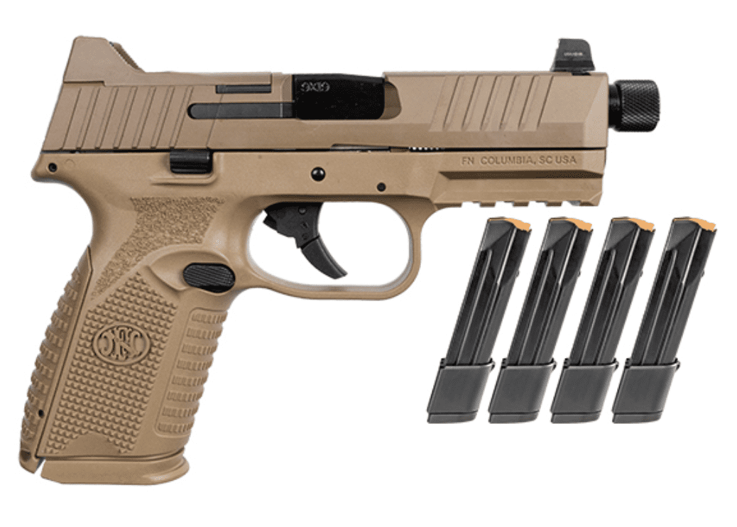 FN 509 M TACTICAL BUNDLE FDE 9MM 4.5″ 1-15RD 4-24RD MAGS