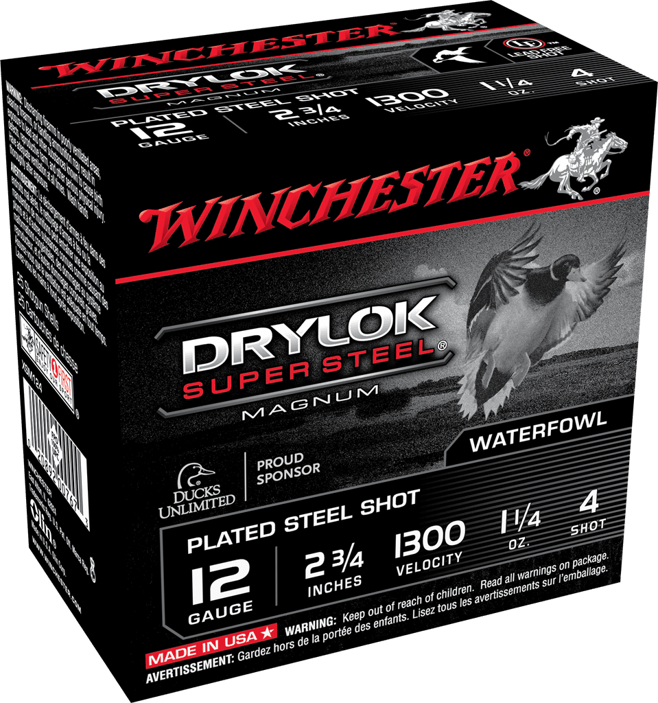 WINCHESTER DRYLOK STL MAG 12G 2-3/4′ #4 1-1/4OZ 25RDS