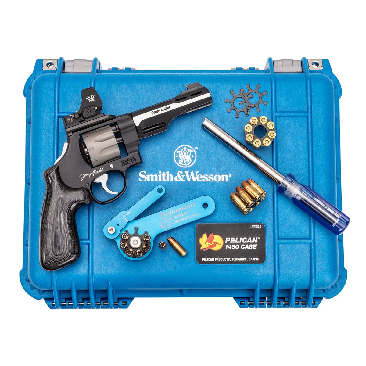 SMITH & WESSON PC MODEL 327 WR JERRY MICULEK 9MM REV 5″ 8RD D/A SCANDIUM FRAME, VORTEX RED DOT