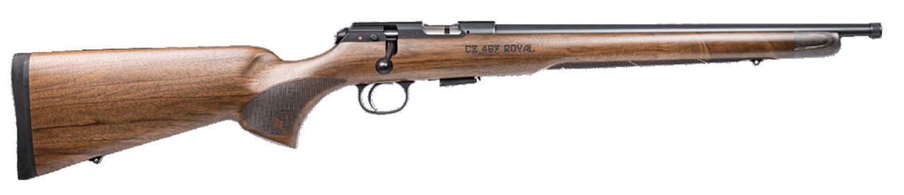 CZ 457 ROYAL 22LR RIFLE 16.5″ THREADED BBL, AMERICAN STYLE WALNUT STOCK, 5RD MAGAZINE