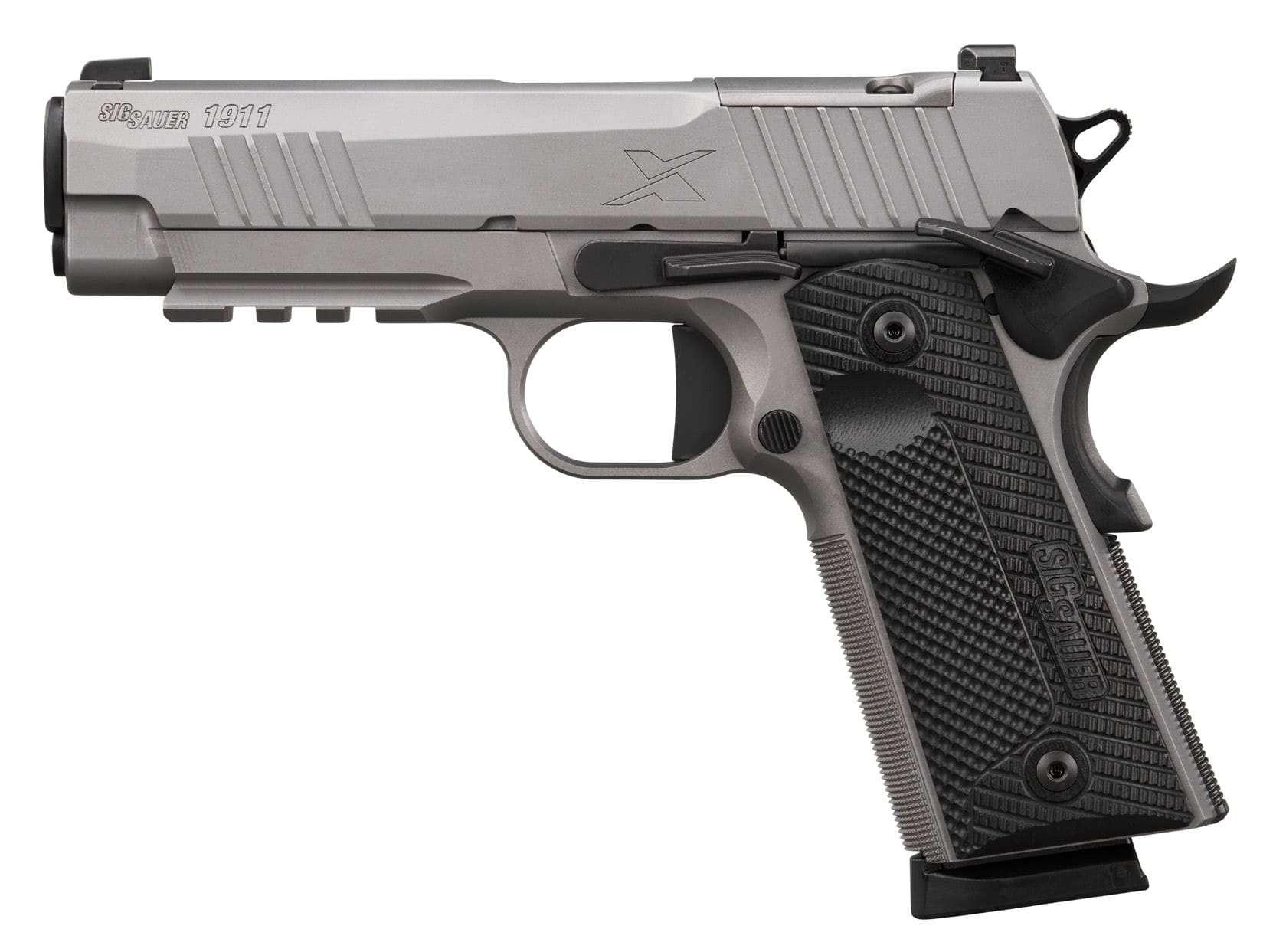 SIG SAUER 1911 X CARRY STAINLESS 45ACP 4.2″ G10 GRIP, OPTIC RDY, 2-8RD