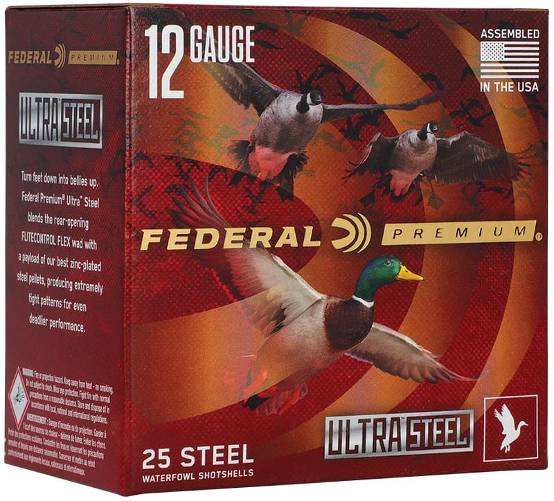 FEDERAL 12GA 3 1/2″ 1 1/2OZ  2 & 4 1500 FPS “ULTRASTEEL”  25 RD/BX 10 BX/CS
