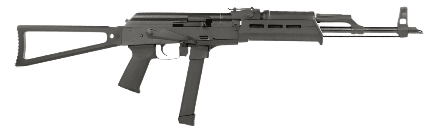 CENTURY ARMS WASR MC10 9MM RIFLE 17.5″ BLACK, TRIANGLE STOCK, 1-33RD GLOCK MAG