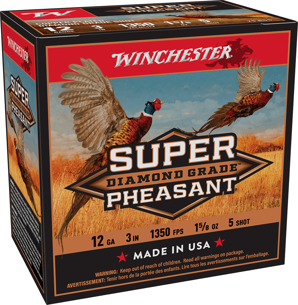 WINCHESTER SUPER PHEASANT DIAMOND GRADE 12 GA 3″ #5  1-5/8 OZ 25 RD/BX 10 BX/CS