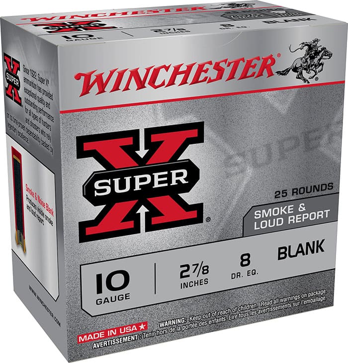 WINCHESTER 10 GA 2-7/8″ SUPER-X BLANK – SMOKE & NOISE 25 RD/BX 10 BX/CS