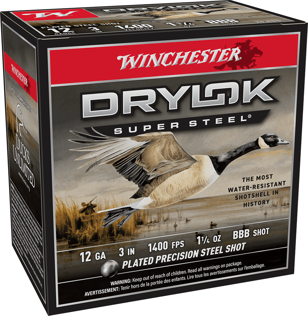 WINCHESTER DRYLOK SUPER STEEL 12 GA 3″ BBB  1-1/4 OZ 25 RD/BX 10 BX/CS