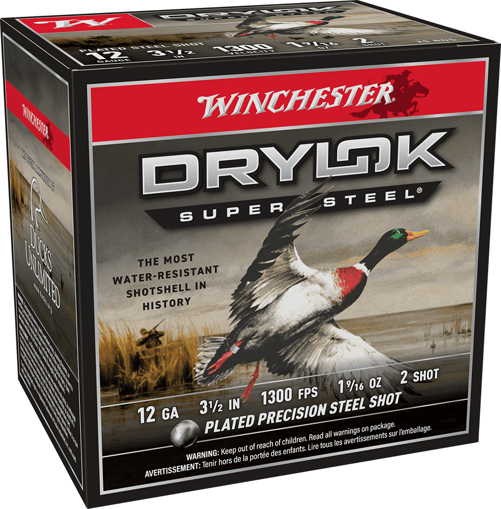 WINCHESTER DRYLOK SUPER STEEL 12 GA 3-1/2″ #2  1-9/16 OZ 25 RD/BX 10 BX/CS