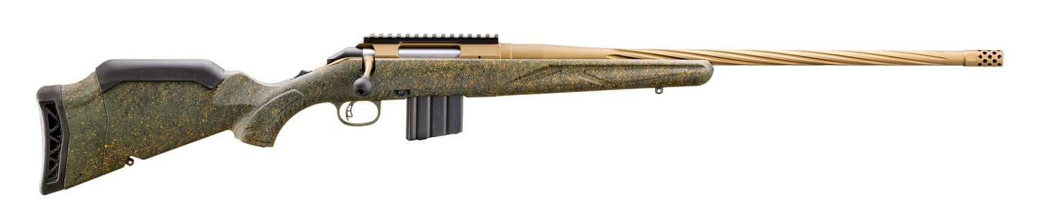 RUGER AMERICAN G2 PRED RFL 350 LGD 22″ T.B. SPIRAL BBL, GRN SPLTR,BRNT BRNZ 5RD