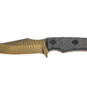 HALF FACE BLADES TOSAHWI GOLD TOPO 4" BLADE, 8.1"OA, CPM S45VN STEEL, MICARTA GRIP