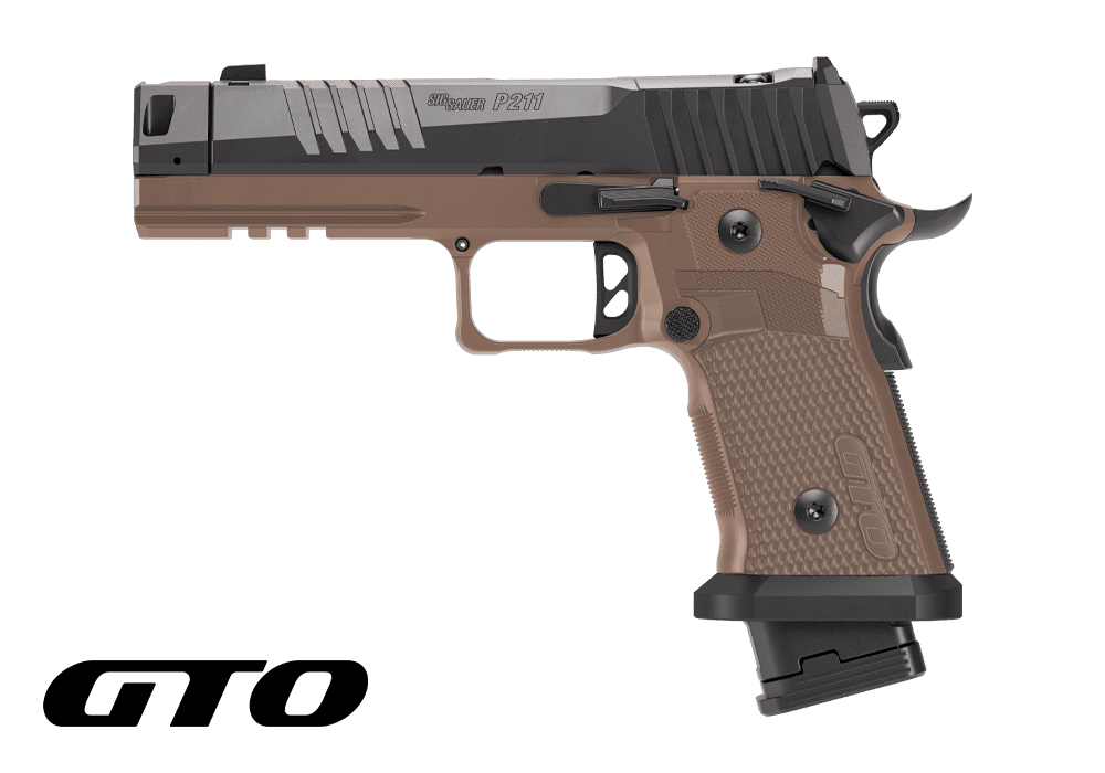 SIG SAUER P211 COMBAT 9MM PISTOL 4.4″ MACH3D COMP, SAO, COYOTE G10 GRIP, 1-23RD 2-21RD MAGS