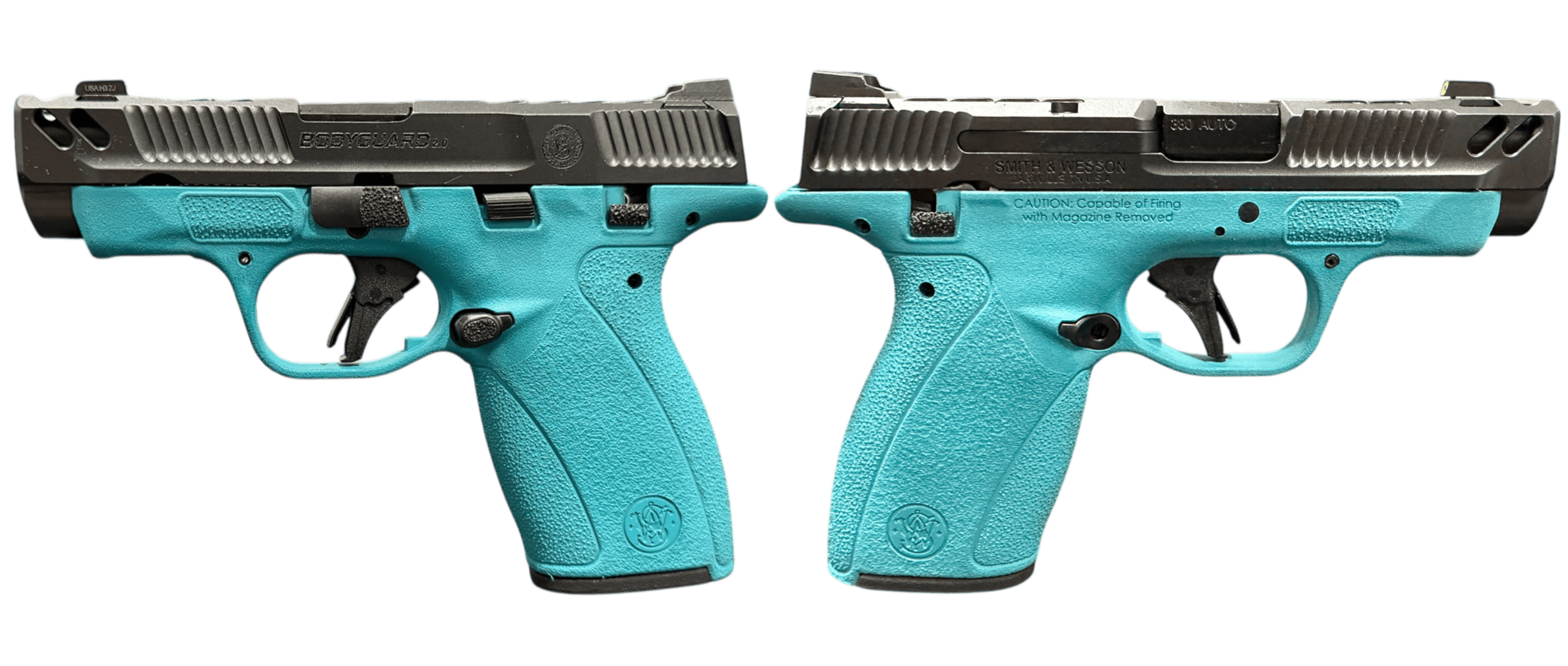 SMITH & WESSON PC BODYGUARD 2.0 CARRY COMP AZTEC TEAL FRM 380ACP PISTOL 3.1″ M.S  1-10RD, 1-12RD MAG
