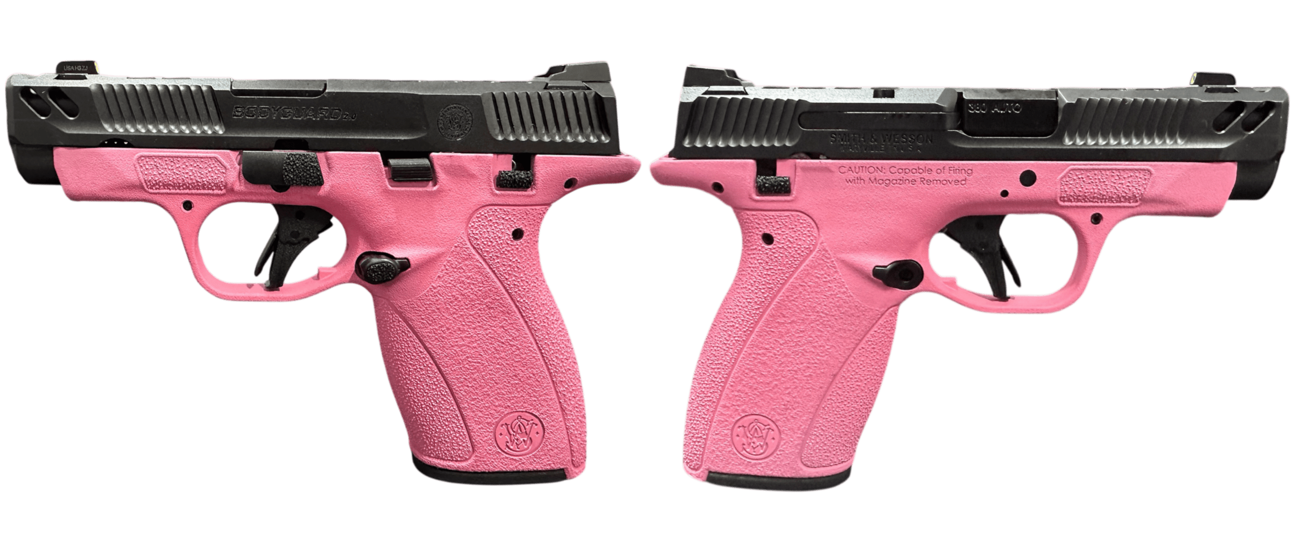 SMITH & WESSON PC BODYGUARD 2.0 CARRY COMP PINK FRAME 380ACP PISTOL 3.1″ M.S  1-10RD, 1-12RD MAG