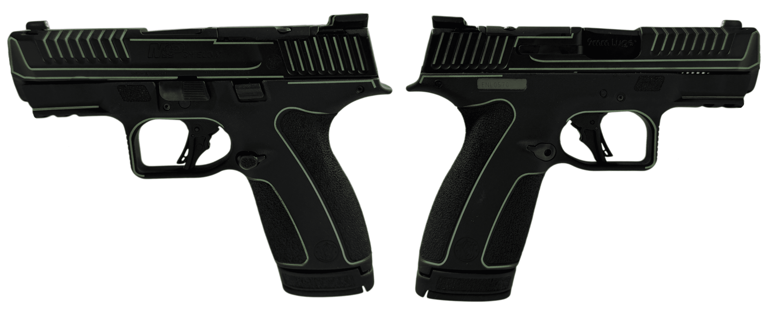 SMITH & WESSON M&P 9 SHIELD X NTS BLACK/LIME GREEN PISTOL 3.6″ N.S. 1-13RD, 1-15RD MAG