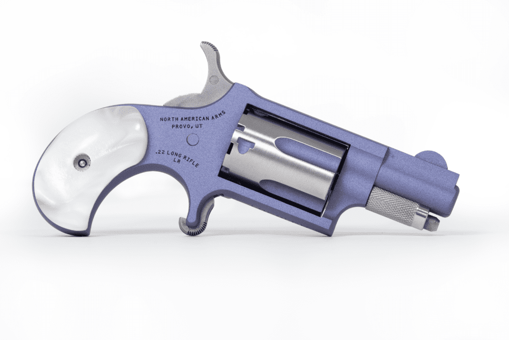 NAA MINI-REVOLVER .22 LR, 1 1/8″, WHT PEARL W/ ORCHID FINISH
