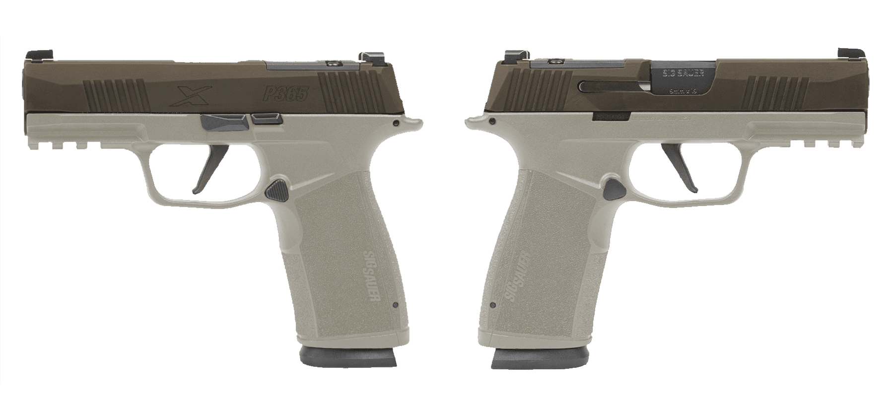 SIG SAUER P365 X-MACRO 9MM PSTL 3.7″ 2-17RD OR 2 TONE BRONZE/TAN