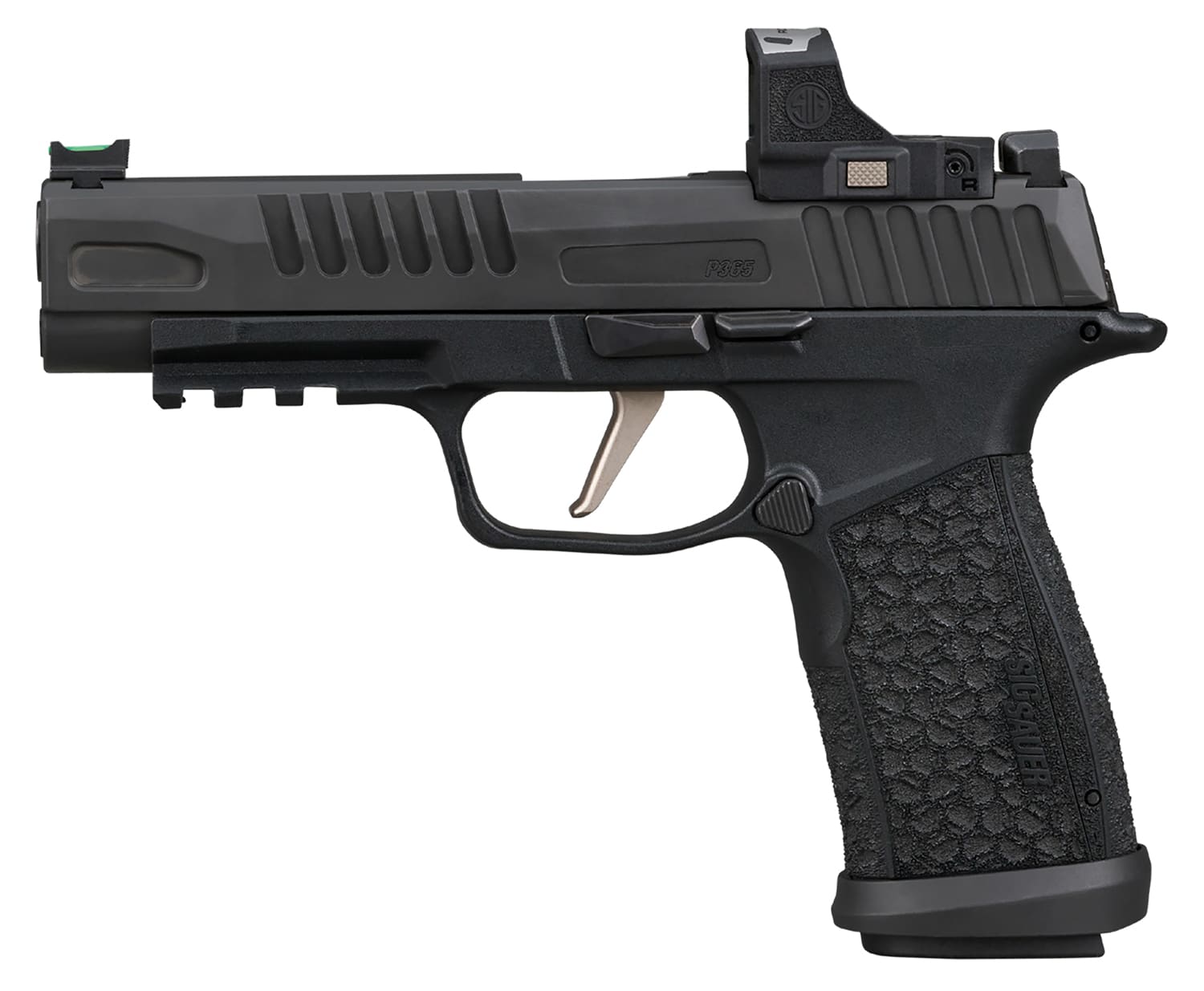 SIG SAUER P365 FUSE 9MM 4.3″ BLACK, LXG GRIP, O.R. ROMEO RS COMPACT, 1-17RD, 2-21RD