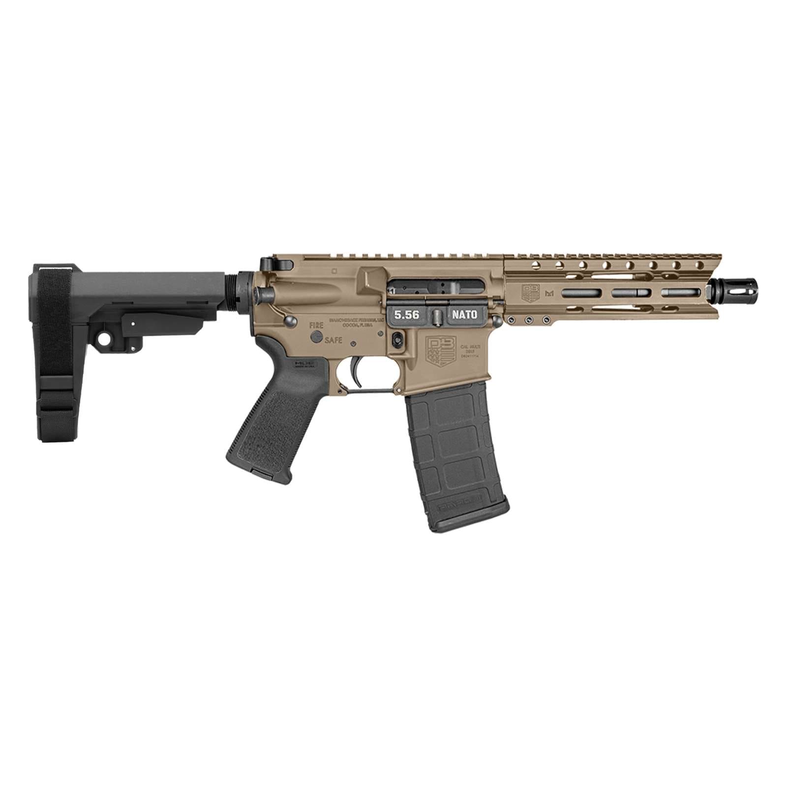 DIAMONDBACK DB15 5.56 7″ DIAMONDBACK, W/ 6″ PC M-LOK RAIL, FLAT DARK EARTH,  SBA3 BRACE, (1) 30RD PM