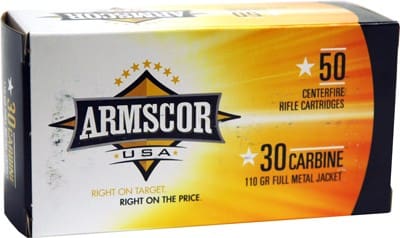 ARMSCOR 30 CARBINE 110GR FMJ – 50RD 20BX/CS