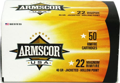ARMSCOR 22WMR 40GR JHP 1875FPS – 50RD 40BX/CS