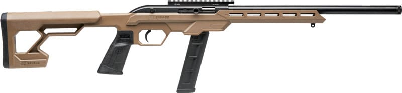 SAVAGE 64 PRECISION 22LR 20RD – 16.5″ HB SYNTHETIC CHASSIS FDE