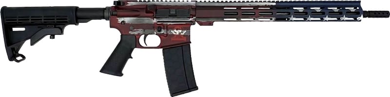 GLFA AR15 BATTLEWORN 223 WYLDE – 16″ NIT BBL AMERICAN FLAG