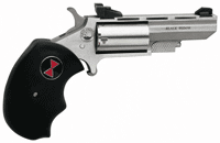 NAA “BLACK WIDOW” MINI-REVOLVR – 22WMR 2″ AS S/S BLACK RUBBER