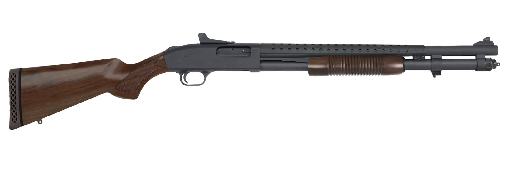 MOSSBERG 590A1 RETRO 12G SHOTGUN 20″ PARKERIZED HEAVY WALL BBL, WOOD, 8+1