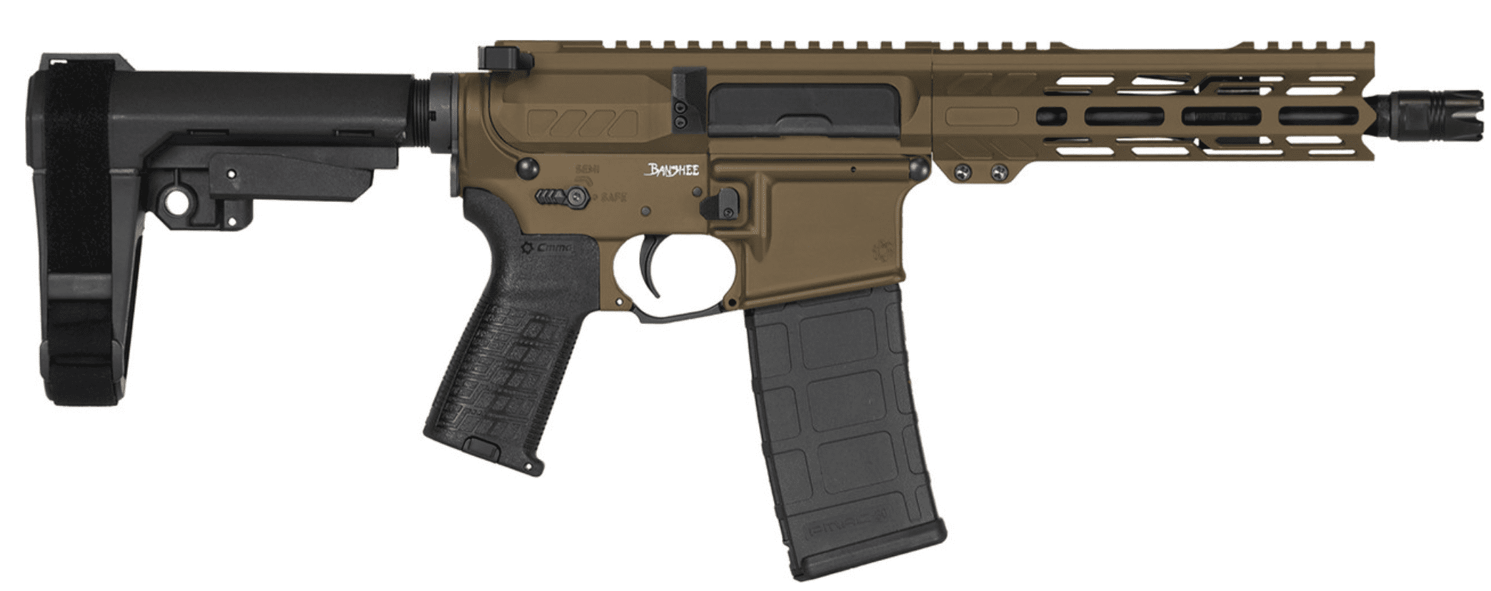 CMMG PISTOL, BANSHEE, MK4, 300BLK, 8″, MID BRNZ W/ADJ RIP BRACE