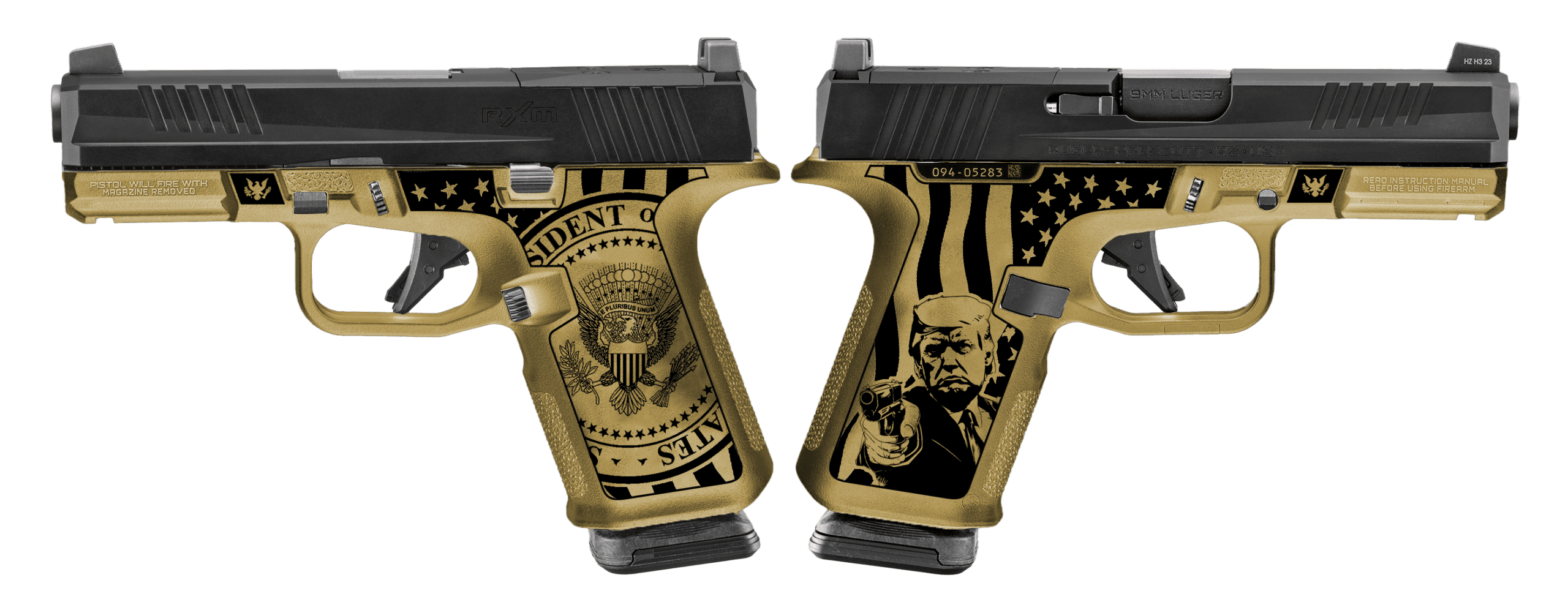 RUGER RXM 9MM PISTOL DON WICK 4″ BBL O.R. 2-15RD MAGS – ORION EXCLUSIVE