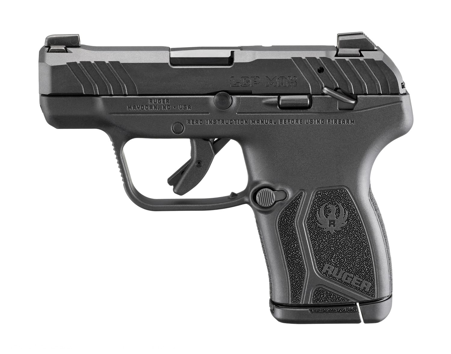RUGER LCP MAX M.S. 380ACP 2.8″ PISTOL BLACK, TRITIUM/WHITE FRONT SIGHT 1-10RD