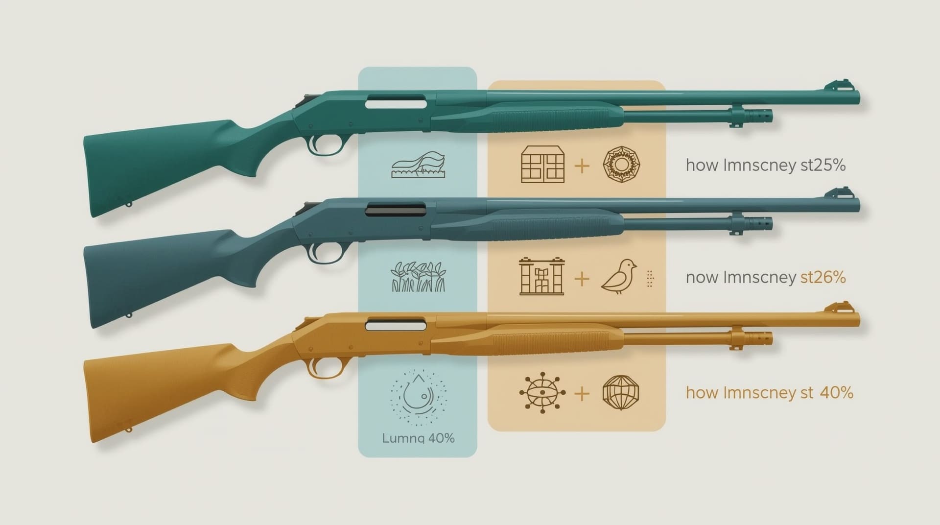 Infographic comparing four shotgun barrel lengths with corresponding use case icons