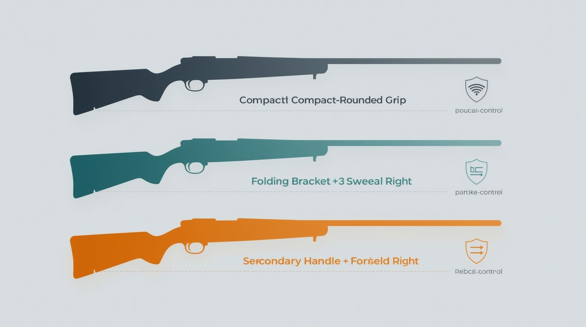 Infographic comparing three pistol grip pump shotgun configuration silhouettes side by side