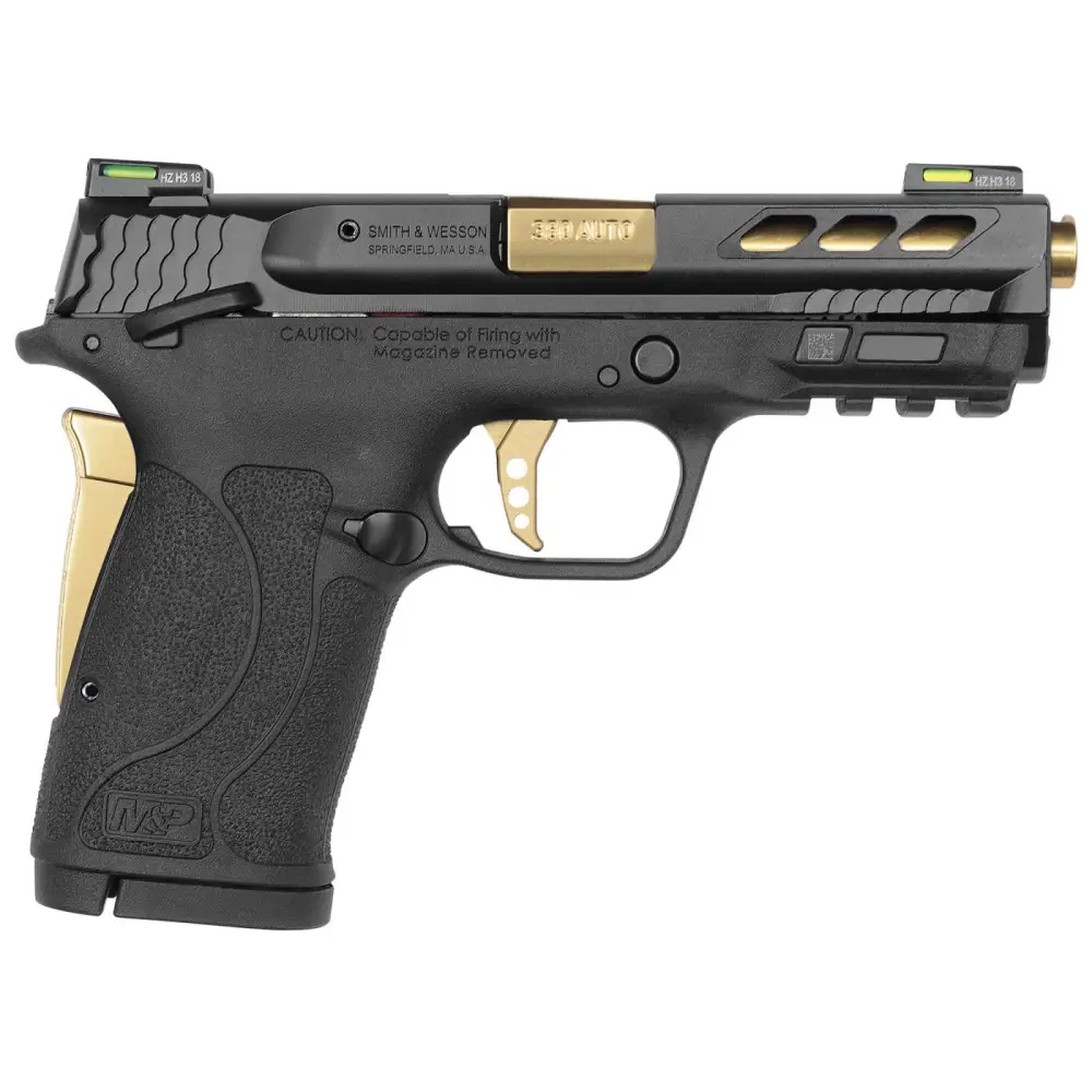 SMITH & WESSON PC M&P 380 SHIELD EZ 3.75″ PSTL GLD PRTD BRL 8RD TLCI SAO MA COMPL