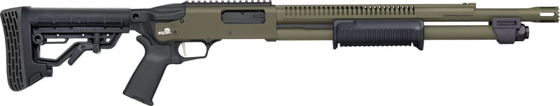 MOSSBERG 590R TACTICAL 12GA – 18.5″ 6RD ADJ STK OD GREEN