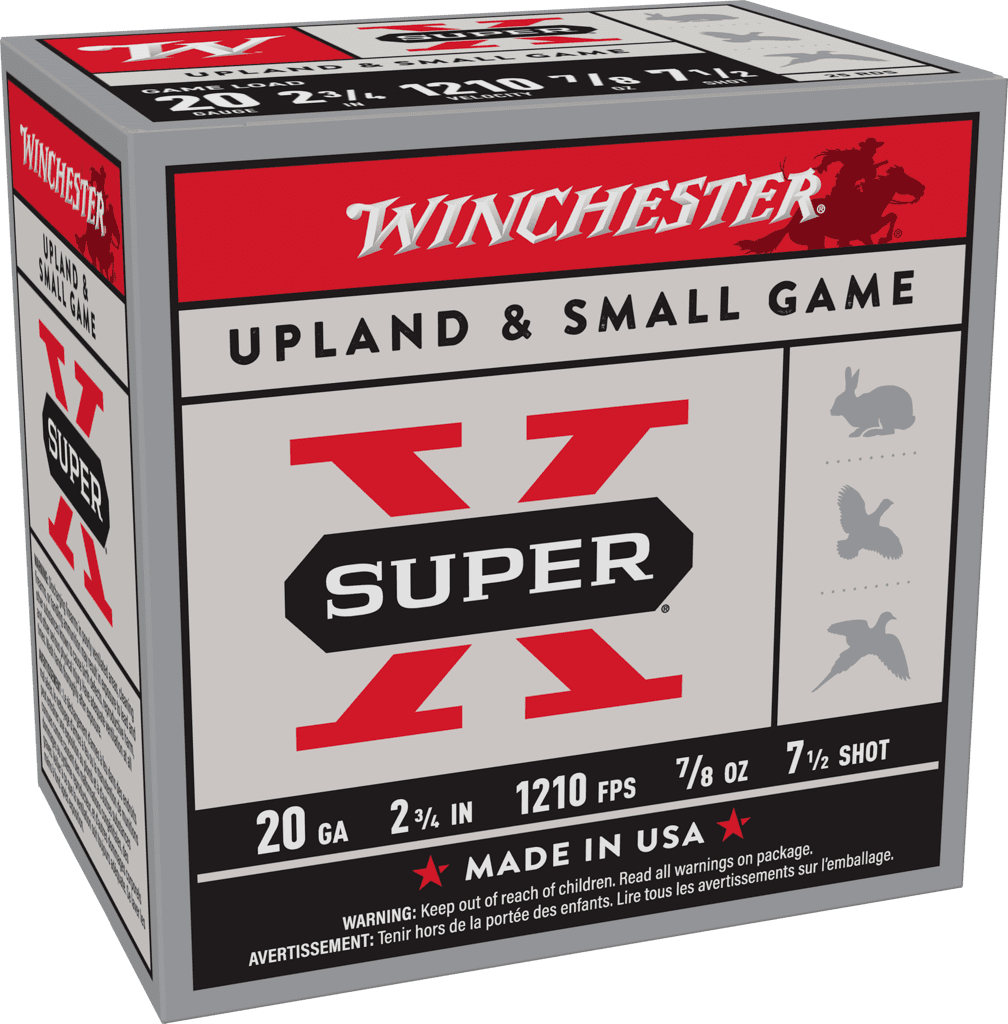 WINCHESTER SUPER X UPLAND 20G 2-3/4″ #7.5 7/8OZ 25RD BX 250RD CS