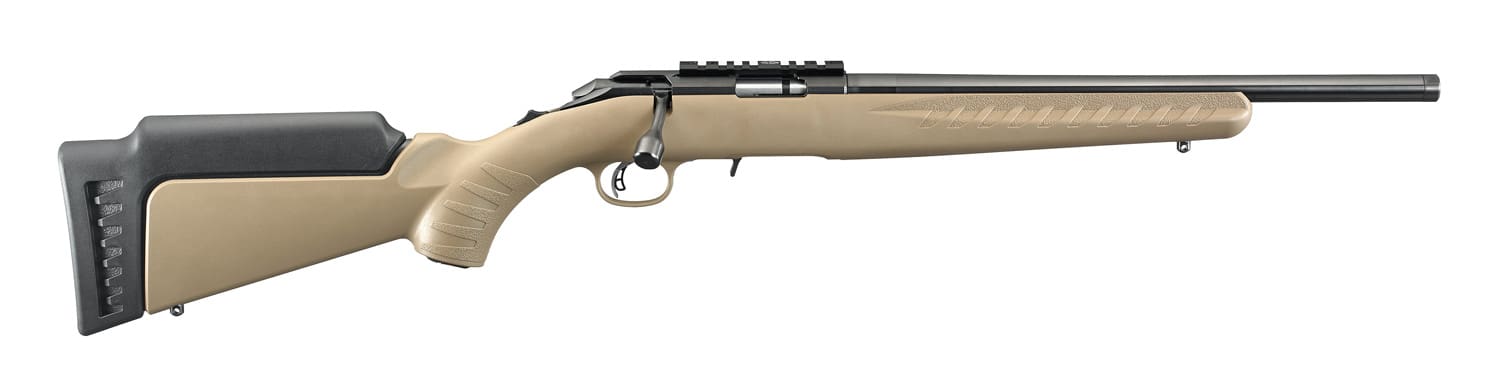 RUGER AMERICAN 22LR RIFLE 16″ T.B. FDE SYNTHETIC 1-10RD MAG